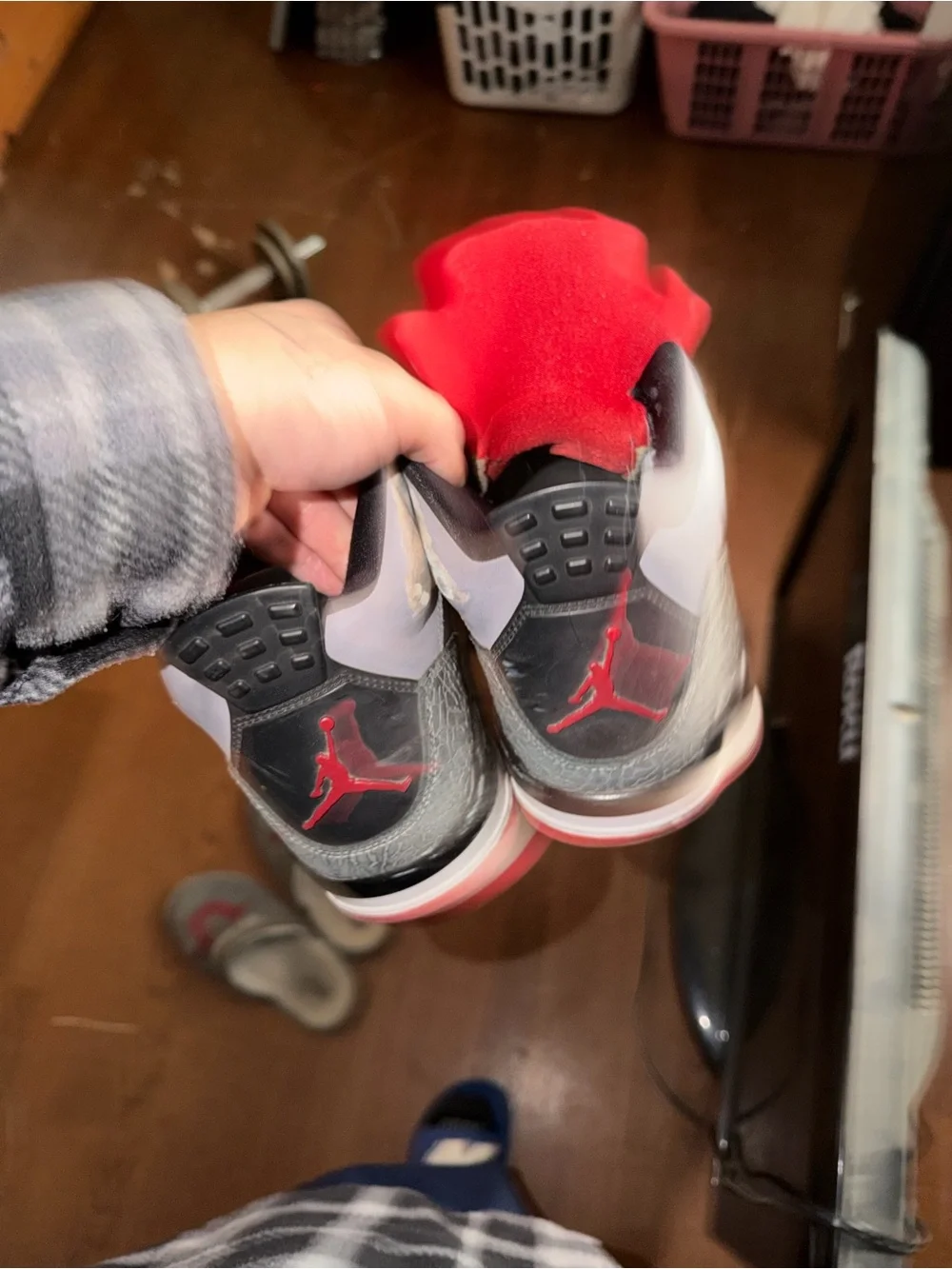 Jordan mens Basketball Sneakers in Gray and Red
